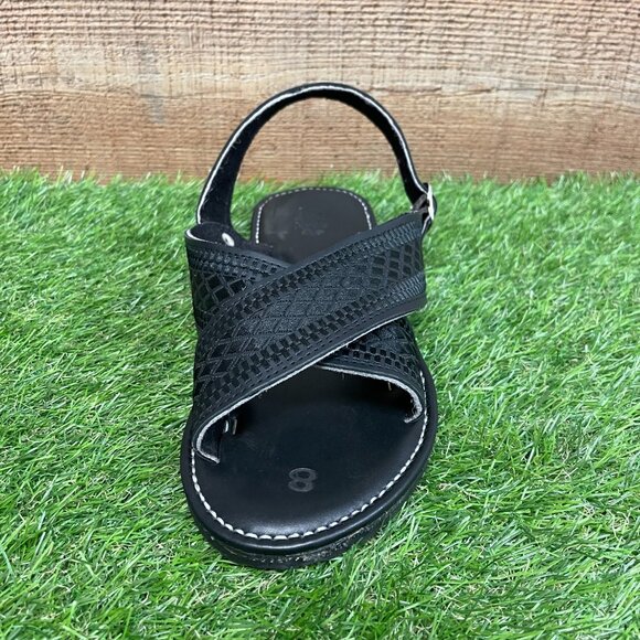 Men's Handmade Cushioned Black Embroidered Sandals Huaraches Mexicanos Bordados - Picture 2 of 6